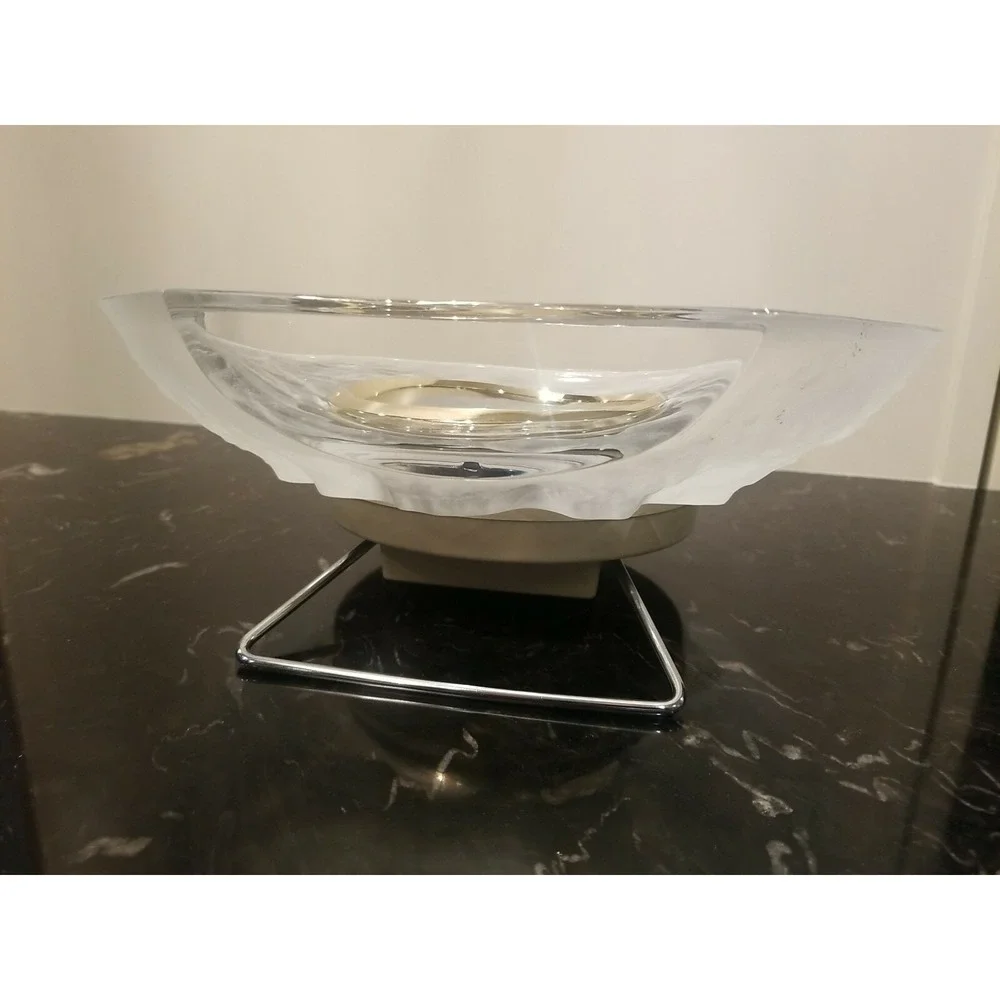 LARGE HOYA HEAVY GLASS CRYSTAL AIRCRAFT PILOT DESK WORLD CLOCK-JAPANESE